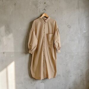 BOHÈME Shirt Midi Dress in Latte, sz 1 (Small), MSRP $317.00